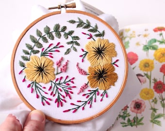 Floral Wreath Embroidery Pattern: Beginner DIY (Digital Download)