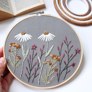 Summer Bloom Embroidery Pattern: Beginner Flower Stitch (PDF Download)