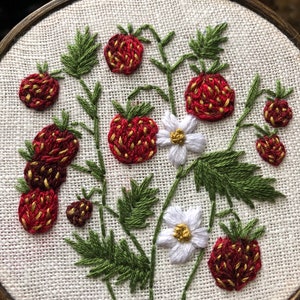 Wildflower Meadow Embroidery PDF Bundle: 9 Unique PDF Patterns Strawberries, Buttercup, Black-Eyed Susan, Clover, lavender, poppy, chicory image 6