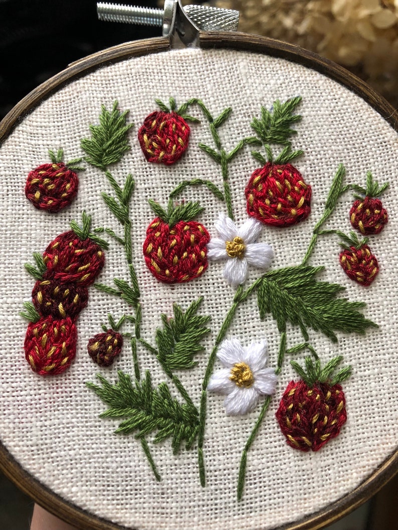 Wildflower Meadow Embroidery PDF Bundle: 9 Unique PDF Patterns Strawberries, Buttercup, Black-Eyed Susan, Clover, lavender, poppy, chicory image 6