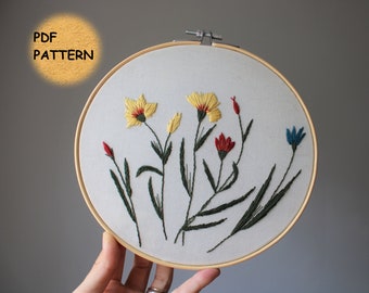 Floral Hand Embroidery Pattern: Wildflower Design (PDF Pattern)
