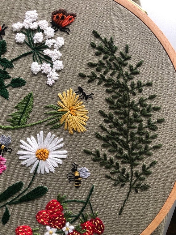 ボタニカル刺繍 PDF パターン: 夏の野花デザイン (8 インチ) - Etsy 日本