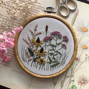 Wildflower Meadow Hand Embroidery PDF Pattern: Black Eyed Susan & Ironweed (Digital Download)