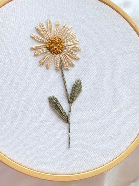 デイジー刺繍PDFパターン：4月の誕生花（デジタルダウンロード