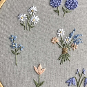 Tiny Flowers Hand Embroidery Pattern: Beginner Embroidery Floral Design ...