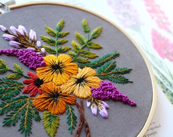 秋の花束刺繍パターン：初心者向け花柄デザイン（PDFパターン） - Etsy