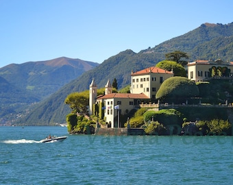 Fotoprint Villa Balbianello, Comomeer, Italië, muurkunst