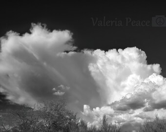 Black and White Cloud Photo, Landscape Black and White Photography Print Premium Paper or Metal(Ready to hang), Minimalist Home Decor