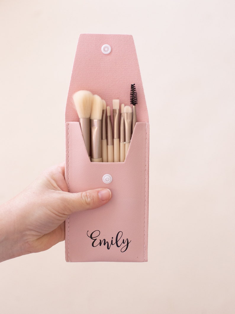 Personalized Travel Makeup Brush Set Makeup Brush Bag Etsy Australia