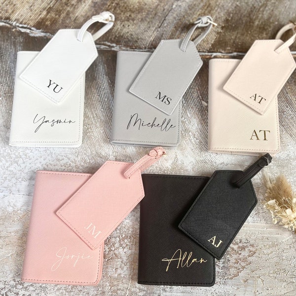 Personalized Passport Cover | Custom Passport Holder & Luggage Tag | Birthday Gifts | Bridesmaid gift| Travel set| Gift for Women| Wedding