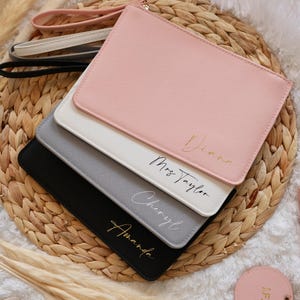 Personalized Clutch | Bridesmaid Proposal Gifts | Bridal Party Gifts | Personalized Makeup Bag | Maid of Honor Gift |Custom Gift for her