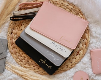 Personalized Clutch | Bridesmaid Proposal Gifts | Bridal Party Gifts | Personalized Makeup Bag | Maid of Honor Gift |Custom Gift for her