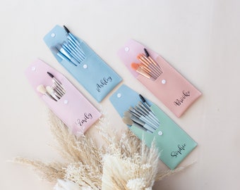 Ensemble de pinceaux de maquillage personnalisé, trousse de pinceaux, cadeau de demoiselle d'honneur, cadeau pour adolescente, cadeau de Noël, pinceau de maquillage personnalisé, cadeau de Noël