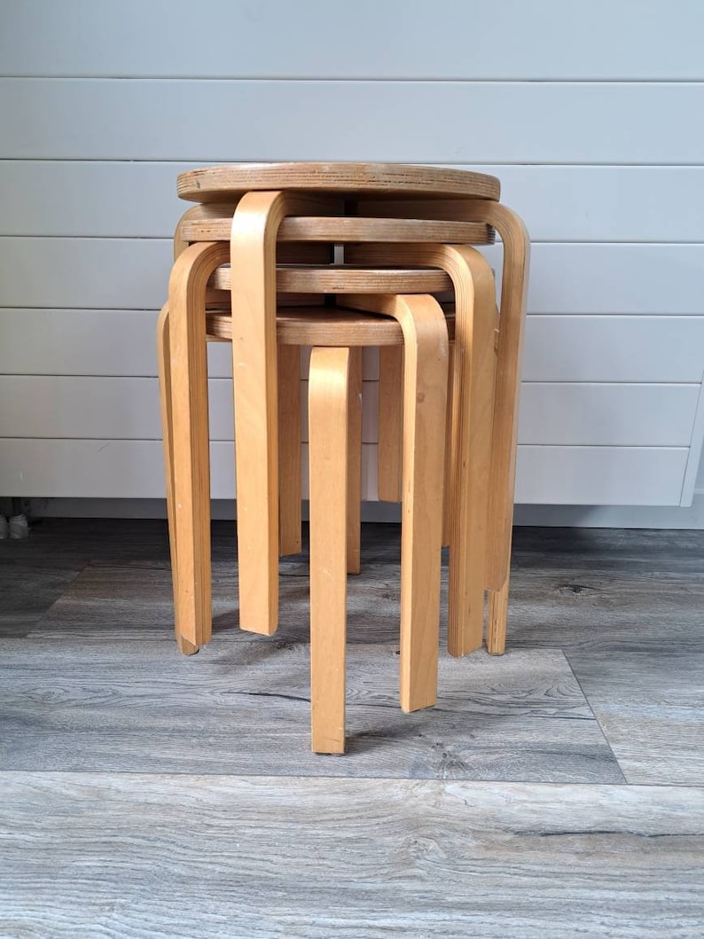 Vintage Ikea Frosta Stool Alvar Aalto Style Etsy