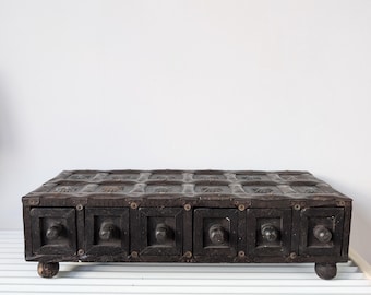 Vintage BRUTALIST design massive wooden spices cabinet from the 70/80s