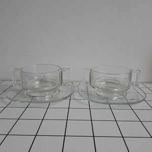 set of 2 vintage Modernist style JOE COLOMBO ARNO soup bowls and saucers from the 70s