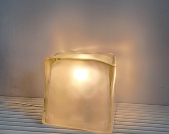 Vintage MODERNIST design IKEA IVIKEN solid glass icecube tablelamp from the 90s
