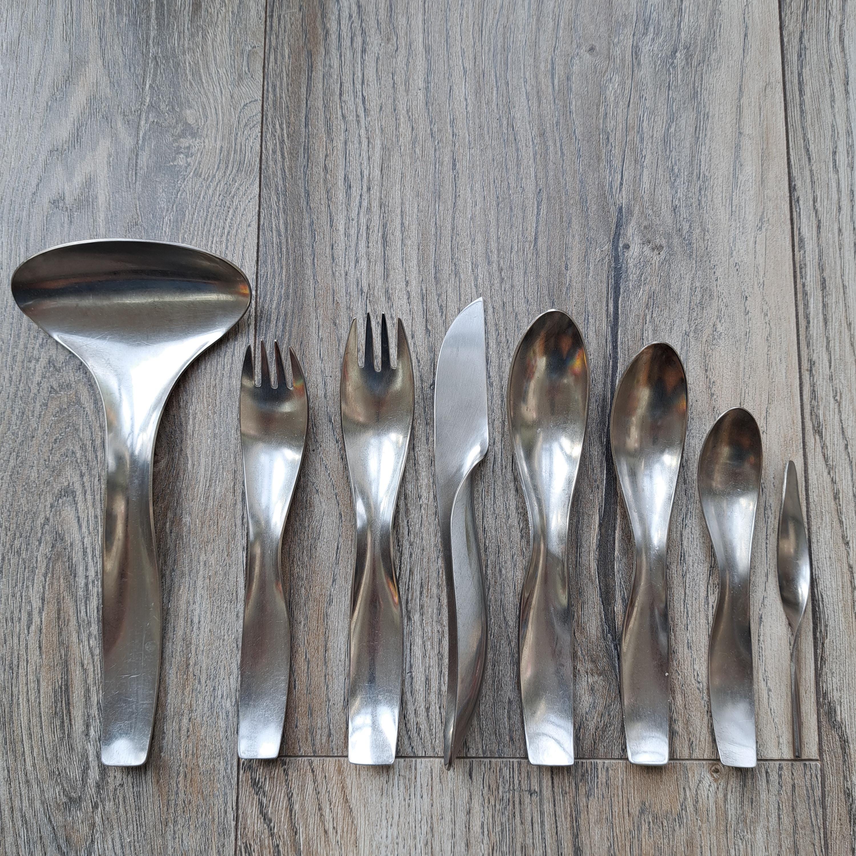 RARE Modernist style AMBOSS MODEL 7000 cutlery parts, design by the Hungarian sculptor Janos Megyik
