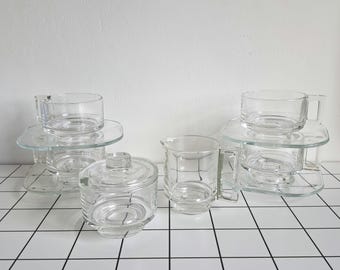 Vintage MODERNIST style JOE COLOMBO Arno cup and saucer drinkset  for 4 persons made in Italy