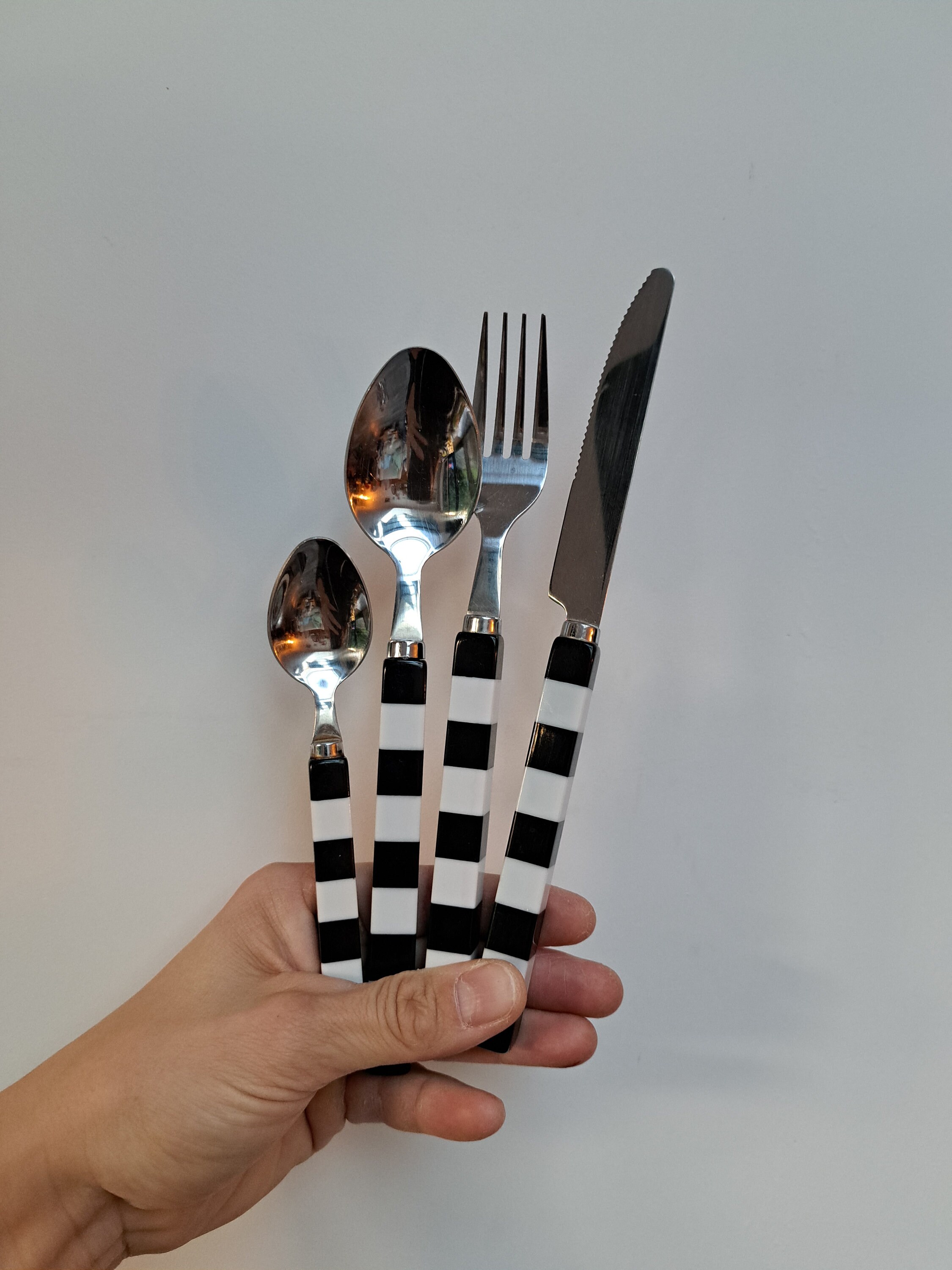 Retro Black and White Checkered Cutlery Set From the 90s Etsy
