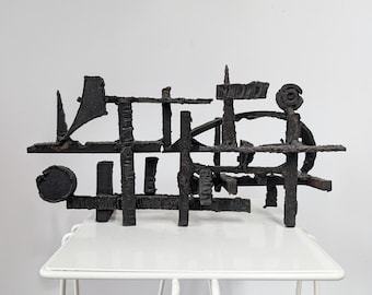 Escultura vintage BRUTALISTA de hierro fundido pesado al estilo de Walter Bengtsson de los años 70/80.