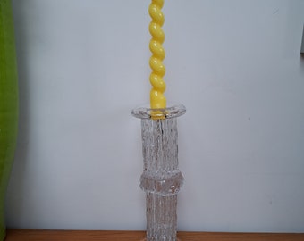 Candelabro de pilar de cristal grueso de estilo modernista vintage KOSTA BODA RURIK, diseñado por Goran Warff en los años 70.