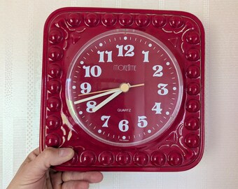 Reloj de pared de cocina de cerámica estilo MID CENTURY vintage de los años 70/80, marca MORETIME, fabricado en Alemania Occidental.