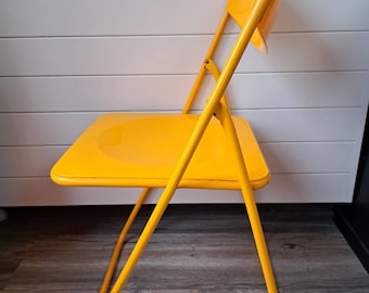 Vintage POSTMODERN style IKEA TED yellow folding chair design by Niels Gammelgaard from the 70/80s