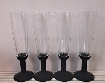 Set of 4 vintage Postmodern design BODUM OKTETT champagne flutes from the 80s