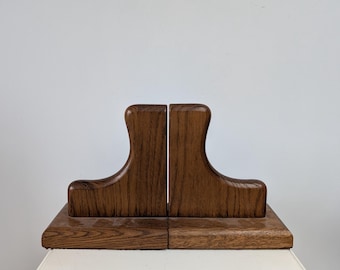 Set of 2 Vintage MID CENTURY style wooden bookends from the 70/80s