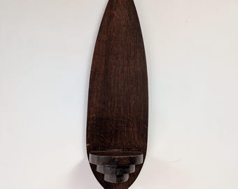 Vintage Mid Century design AMSTERDAMSE SCHOOL XL wooden wall scones from the 70/80s