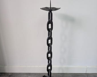 Vintage BRUTALIST design iron cast floor candleholder from the 70/80s