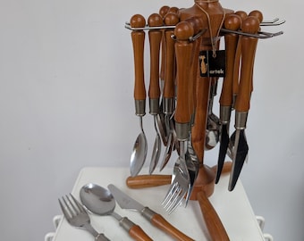 Juego de cubiertos ARTEK vintage de diseño de mediados de siglo, RARO, con soporte para 6 personas, de los años 60/70.