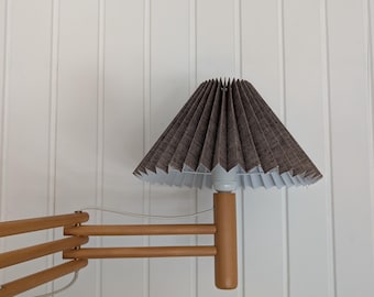 Vintage MID CENTURY century Danish DARØ Svingsen wooden scissors wall lamp with pleated lampshade from the 70s