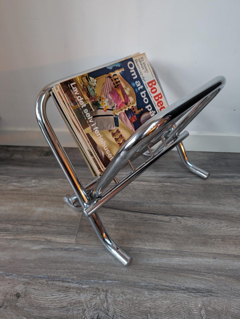 Zack Magazine Rack Vintage BAUHAUS Style ZACK DESIGN Metal Frame Magazine Holder From the ...