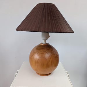 Lámpara de mesa redonda de madera de pino macizo IKEA Presto 17, diseño vintage de mediados de siglo, de los años 80