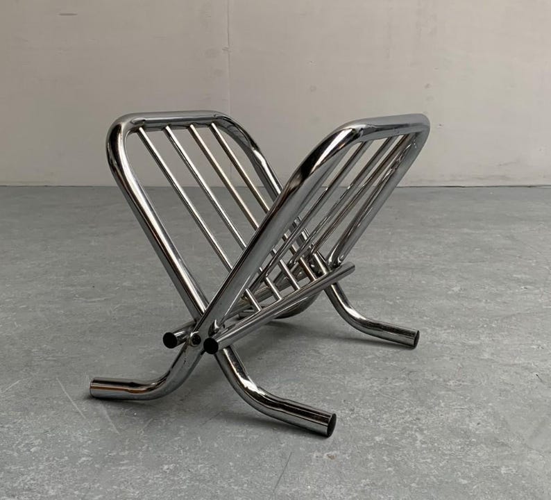Metal Frame Magazine Rack Vintage BAUHAUS Style ZACK DESIGN Metal Frame Magazine Holder From the ...
