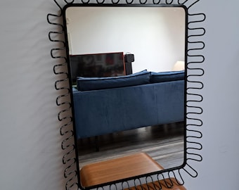 Vintage POSTMODERN design IKEA MANDAL metal wavy wall mirror from the 90s