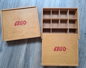 Vintage LEGO wooden storage box from the