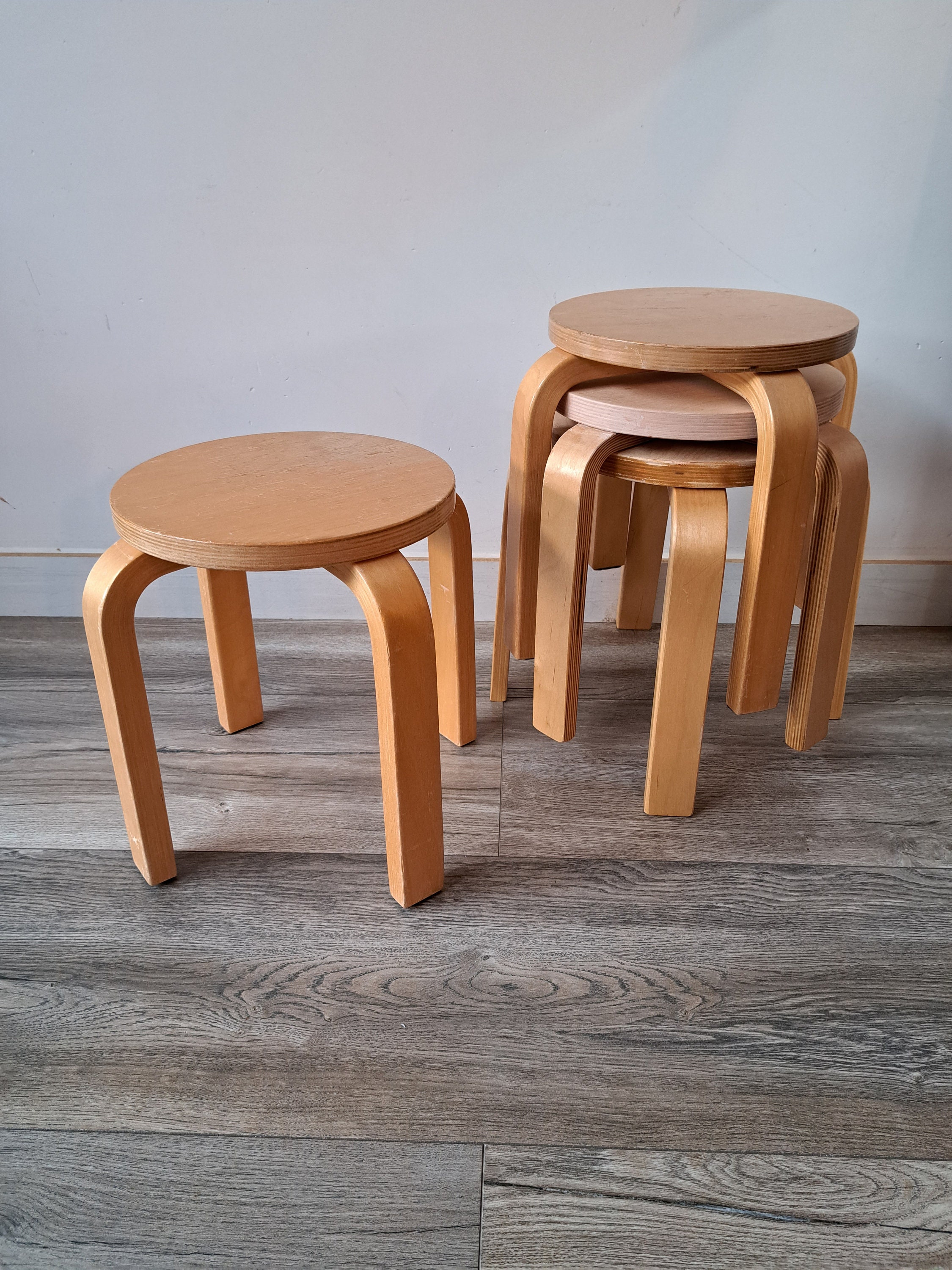 Vintage IKEA FROSTA Kids Stool in Style of Alvar Aalto From the