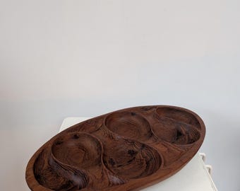 Vintage MID CENTURY design handcarved wooden shaped tray/plate in the style of Laur Jensen from the 70/80s