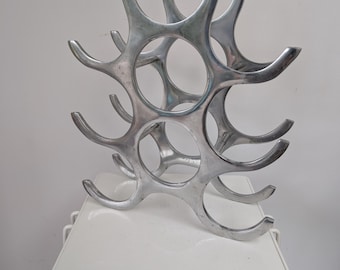 Vintage MODERNIST design by MICHAEL NOLL metal wine rack from the 80/90s