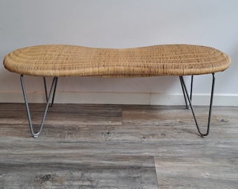 RARE vintage IKEA PEANUT rattan bench from the 90s