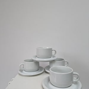 Zestaw 4 filiżanek do kawy i spodków IKEA RONDO SPAL w stylu vintage modernistycznym z lat 90.