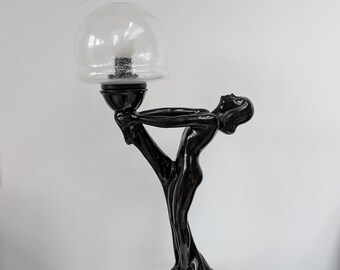Vintage ART DECO design ceramic revival female dancer table lamp from the 80s