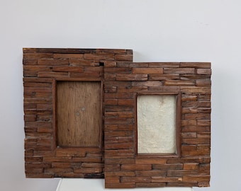 Set of 2 vintage MID CENTURY design massive wooden picture frames from the 80s