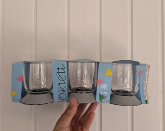 Conjunto NOS de 3 copos vintage BODUM OKTETT em estilo pós-moderno, da década de 80.