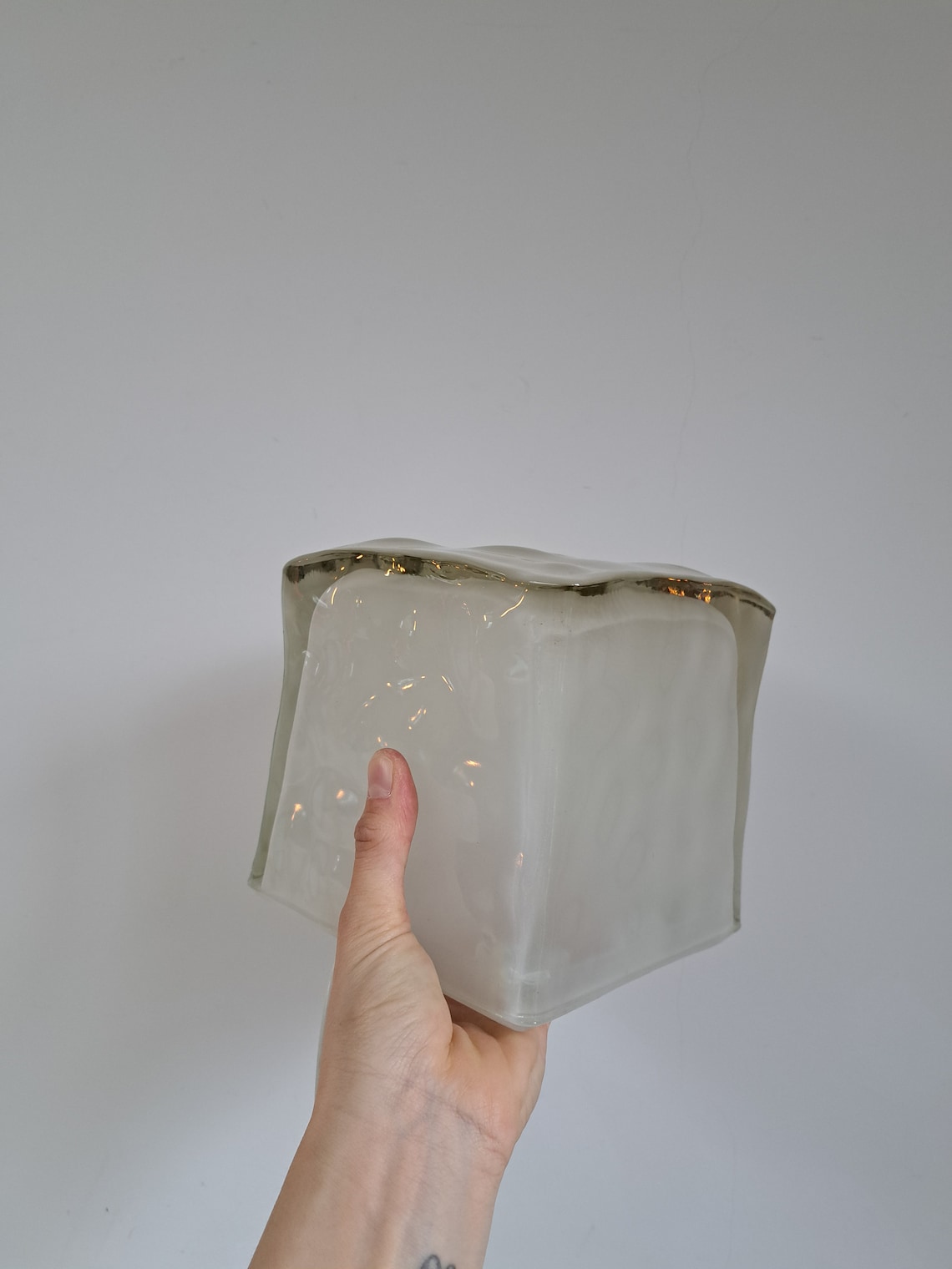 Vintage MODERNIST design IKEA IVIKEN solid glass icecube tablelamp from the 90s, foto 4 de 5
