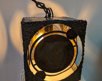 RARE Vintage BRUTALIST Scandinavian design iron cast kube lamp in the style of Henrik Horst