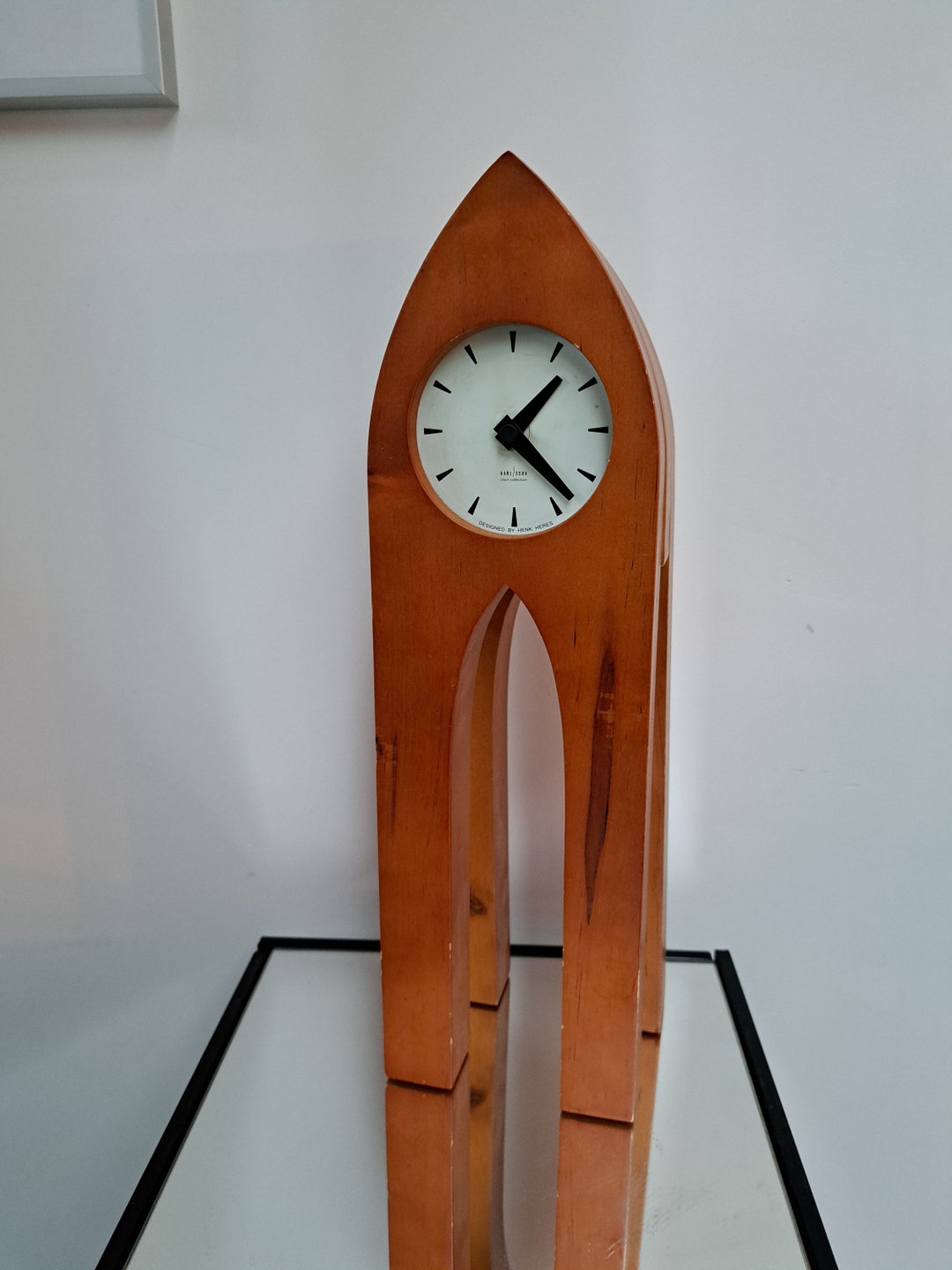 Vintage Postmodern Style Wooden Table Clock Design by Henk Heres for ...